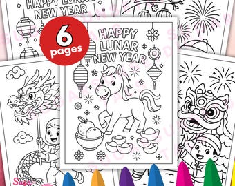 Lunar New Year Coloring Pages | Year of the Horse (PDF Printable)