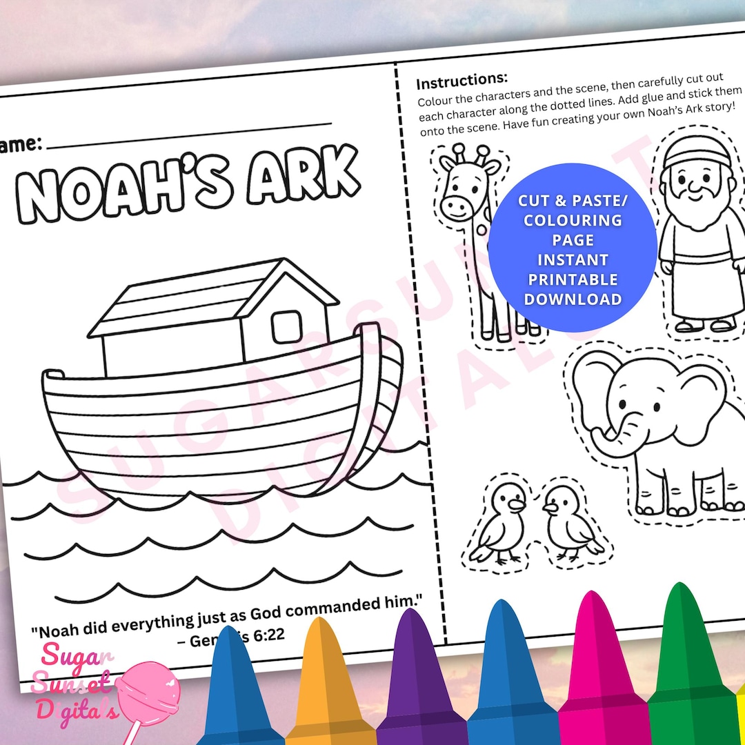 Noah's Ark Cut and Paste Bible Activity (digital Download) - Etsy