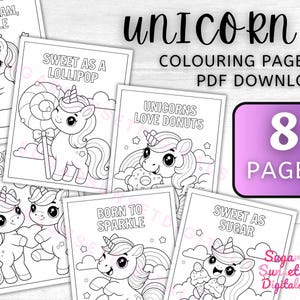 Unicorn Coloring Pages for Kids Printable Cute Unicorn Activity Sheets, Instant PDF Download