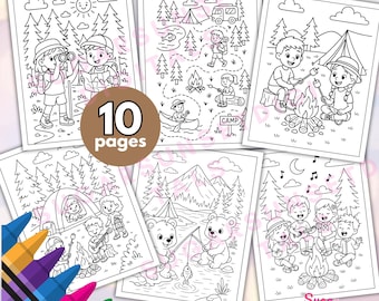 Målarbilder för camping: 10 ark för utomhusäventyr (PDF)