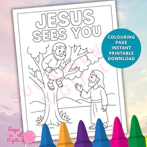 Zacchaeus in Tree Coloring Page | Bible Story Printable (Digital Download)