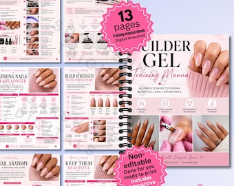 Manual de capacitación sobre uñas de gel constructor / Guía de estudio de 13 páginas (descarga digital)