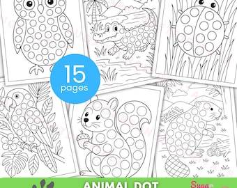 Printable Animal Dot Marker Coloring Pages for Kids and Toddlers Do-a-Dot Activity