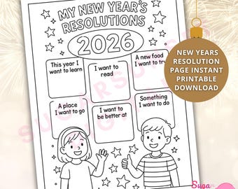 Neujahrsvorsatz Arbeitsblatt für Kinder Klassenzimmer & Heimschulaktivität druckbare PDF-Seite