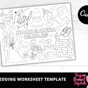 Personalized Wedding Coloring Page: Kids&#39; Activity Worksheet (Digital Download)