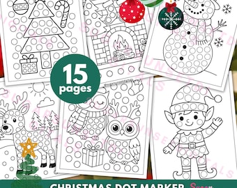 Christmas Dot Marker Pages Do-a-Dot Printable for Kids Holiday Coloring Activity PDF