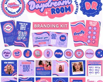 DIY Beauty Branding Kit: Retro Logo, Business Card & Instagram Templates (PDF Download)