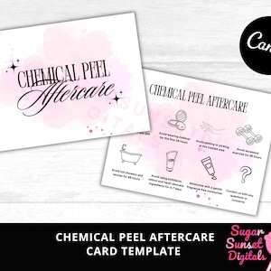 Chemical Peel Aftercare Card Editable Printable Skincare Instruction & Client Insert for Estheticians