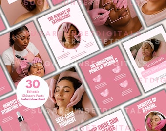 Pink Skincare Social Media Templates for Estheticians Beauty Salon Marketing Graphics