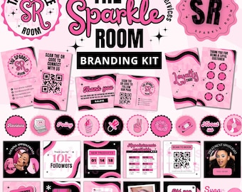 Retro Beauty Brand Kit: Sparkle Logo, Social Media Templates (PDF Download)