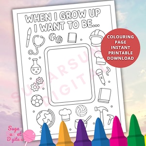When I Grow Up – Coloring Page | Kids Career Worksheet (Digital Download)