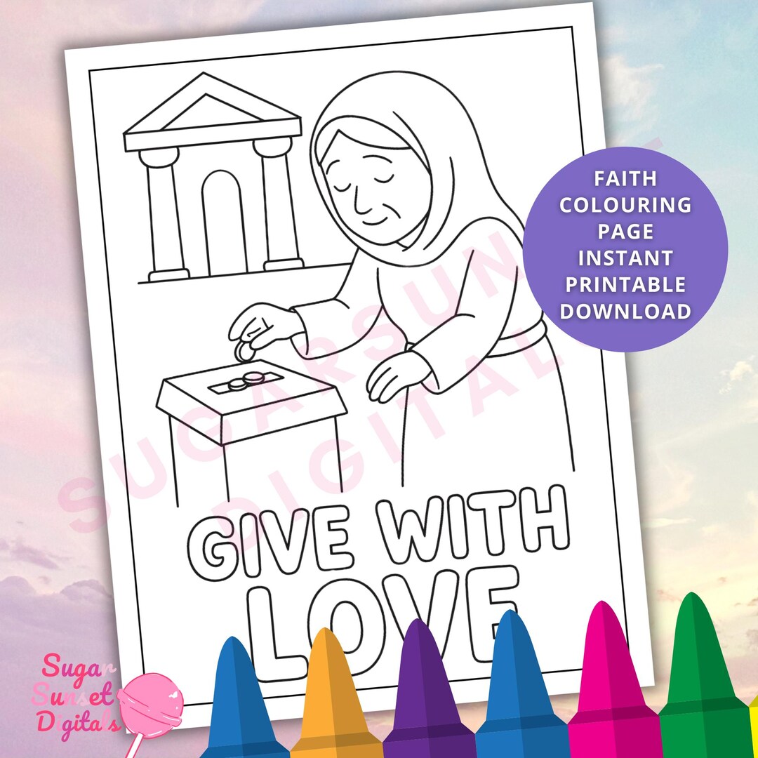 Offering Activity The Widow’s Offering Coloring Page | Bible Story Printable | Christian ...