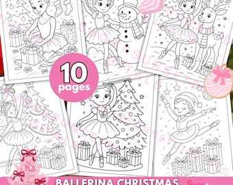 Ballerina Christmas Colouring Pages Printable Holiday Coloring Sheets for Kids & Adults Dance Festive Art