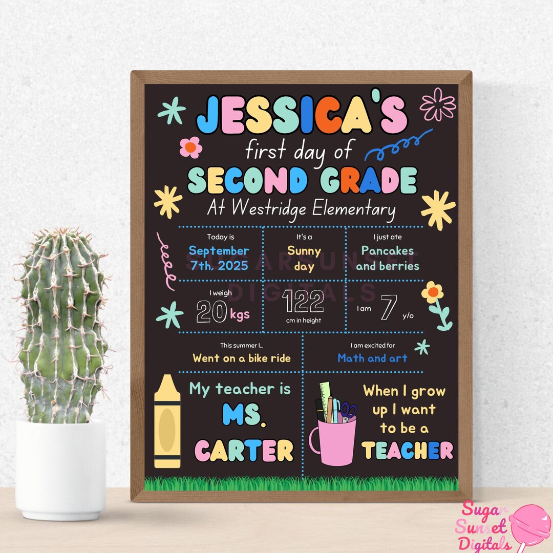 Editable First Day of School Sign: Back to School Photo Prop (digital ...