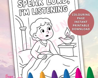 Samuel Hears God Coloring Page | Bible Story Printable (Instant Download)