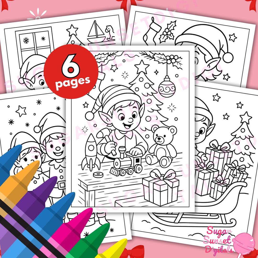 Elf Coloring Pages | Christmas Holiday Activity, Kids & Adults (PDF ...