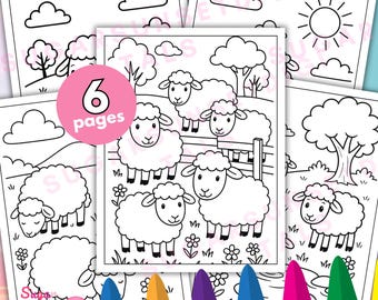Sheep Coloring Pages: 6 Printable Farm Animal Sheets (Digital Download)