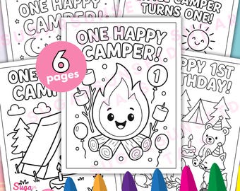 One Happy Camper 1st Birthday Coloring Pages First Birthday Printable