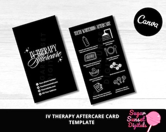 Editable IV Therapy Aftercare Card: Wellness Drip Instructions (Digital Download, 2x3.5in)