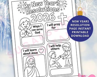 Kleurplaat christelijk nieuwjaar resolutie (afdrukbare pdf)