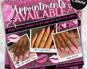 Editable Nail Salon Flyer Template: Nail Tech Marketing, Price List (Digital Download)