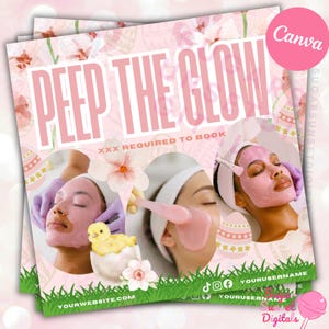 Easter Facial Flyer | Pink Skincare Promo Template (Digital Download)