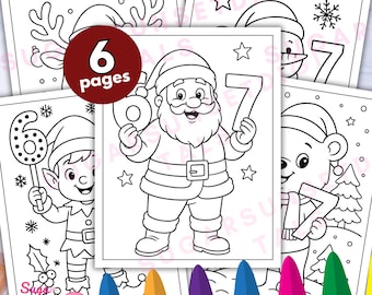 6 7 Páginas para colorir de Natal para crianças, tema divertido de feriado (Download em PDF)