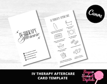 Editable IV Therapy Aftercare Card: Wellness Drip Instructions (Digital Download, 2x3.5in)