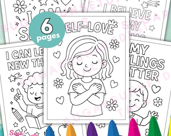 Self Love Coloring Pages for Kids, Positive Affirmations (PDF)