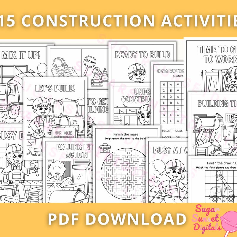 Construction Math Kids Construction Mazes - Etsy