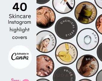 Skincare Instagram Highlight Covers: Beauty & Spa Branding (DIY Canva)
