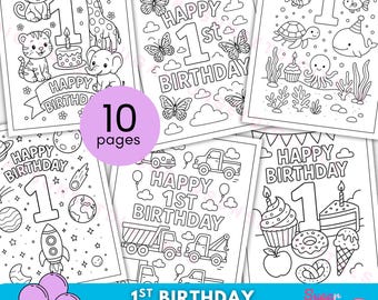 First Birthday Coloring Pages for 1-Year-Olds Fun Printable Party Activity