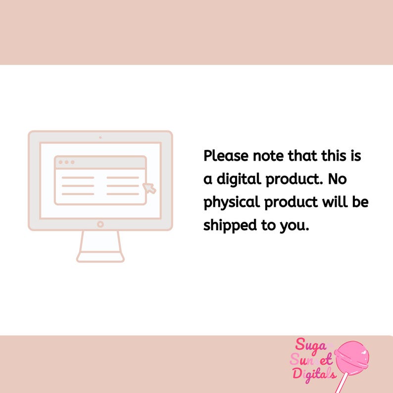May include: A digital product announcement with a computer graphic and the text: "Please note that this is a digital product. No physical product will be shipped to you."