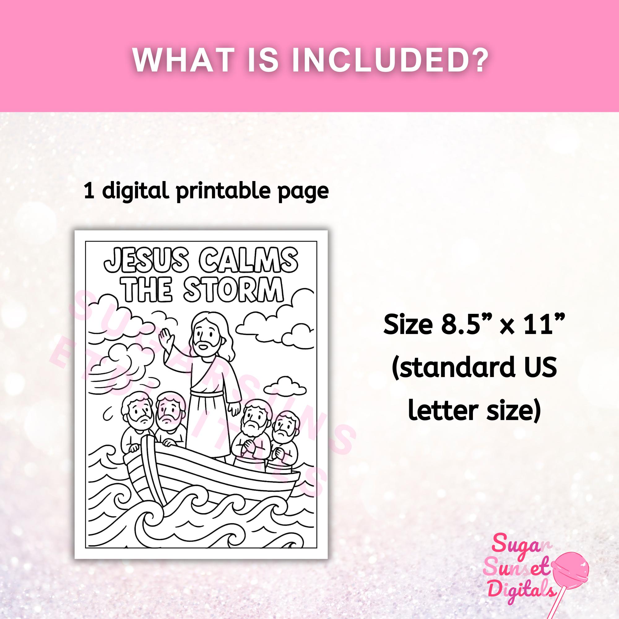 Jesus Calms the Storm Coloring Page Printable | Bible Story Kids ...