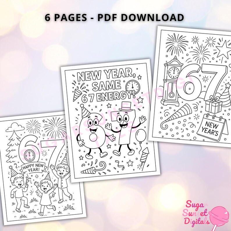 6 7 New Year Coloring Pages Viral Meme Trend Coloring Sheets Funny 6 7