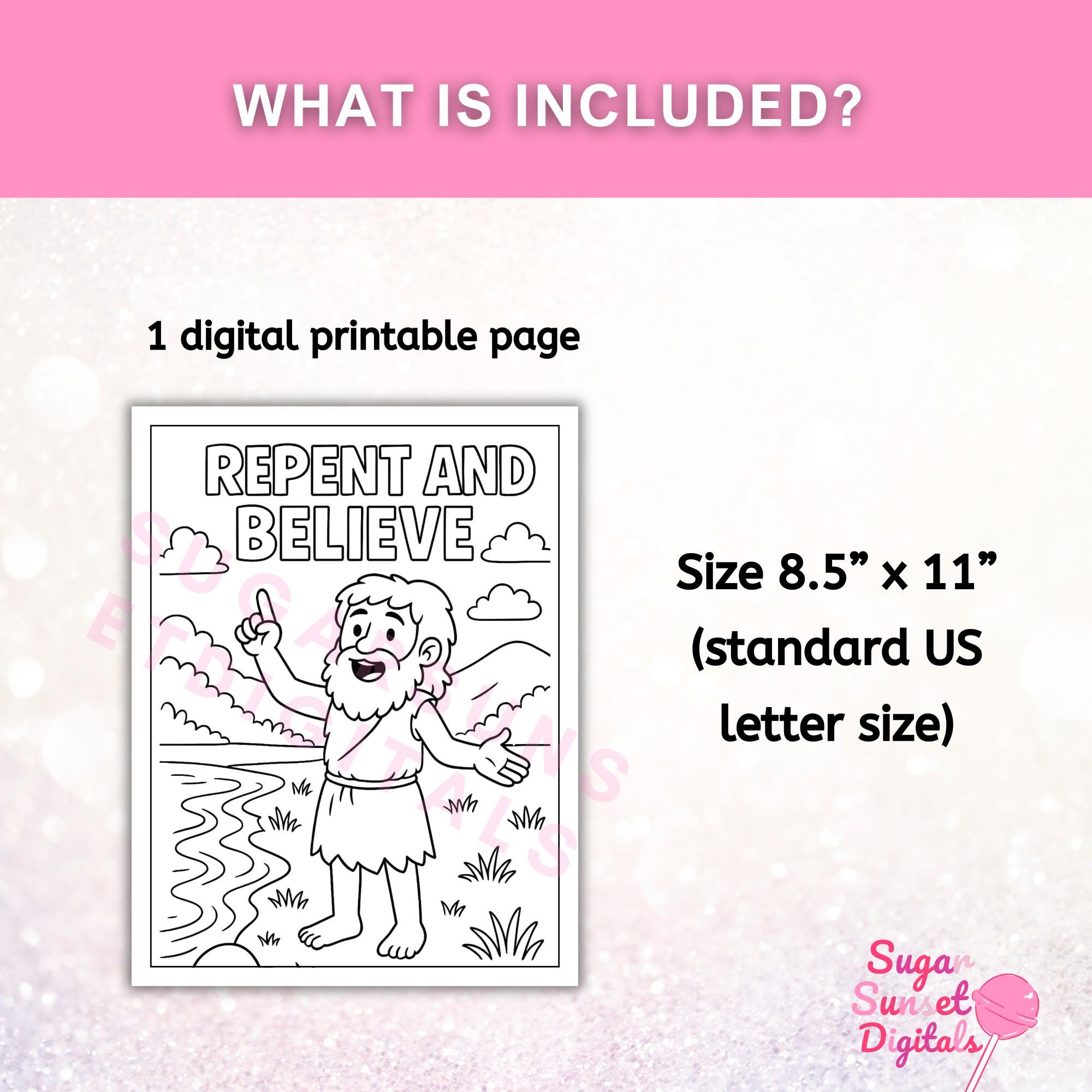John the Baptist Coloring Page Printable | Bible Story Kids Activity ...