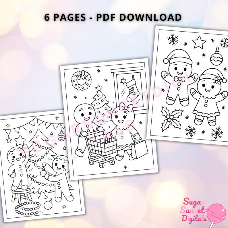 Gingerbread Coloring Pages Christmas Holiday Coloring Sheets Kids ...