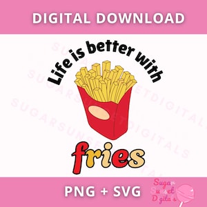 Fries PNG SVG: Funny Fast Food Clipart (Digital Download)