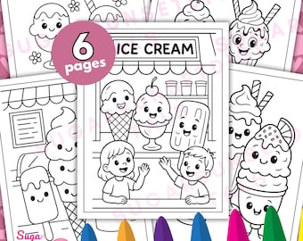 Kawaii Ice Cream Coloring Pages | 6 Summer Dessert Printables (PDF Download)