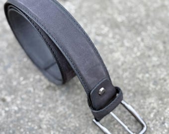 Classic Matte Black Leather Belt for mens