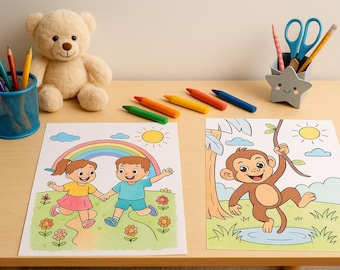 33 Kids Coloring Pages – Printable Activity Sheets, Fun Digital Download