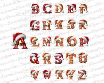 Christmas Alphabet Clipart PNG | Festive Holiday Font (Digital Download)