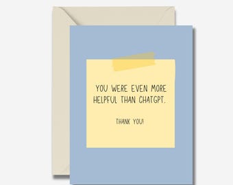 Funny Coworker or Friend Thank You Card: ChatGPT Design