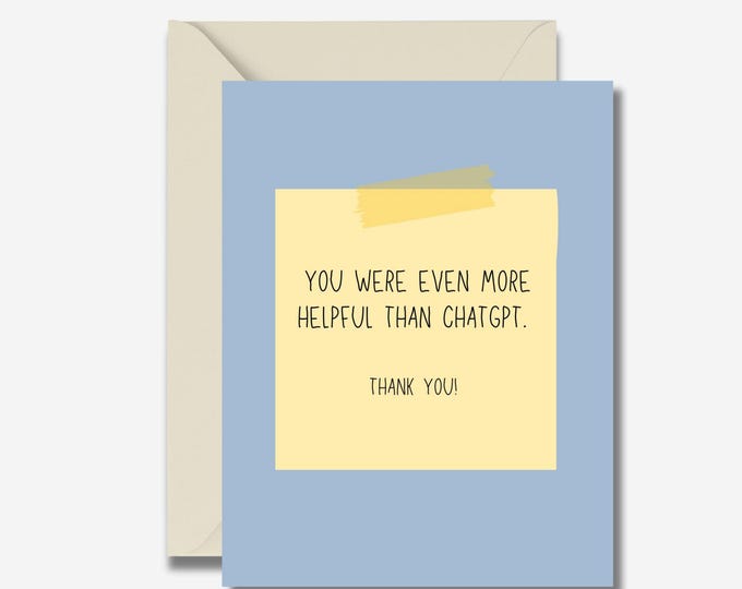 Funny Coworker or Friend Thank You Card: ChatGPT Design