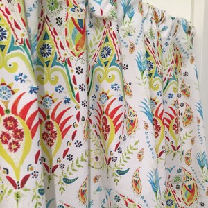 Paisley Turquoise, Red, Yellow, Lime Green Cafe Valances, Window treatments, kitchen curtain, bathroom or bedroom valance or curtains image 2