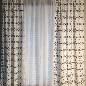 Crisp Black and White Southwestern Design Valances or Curtains, Window treatments for Home image 6