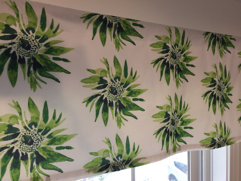 Lime Green and White Floral Cafe Curtains or Valances Etsy