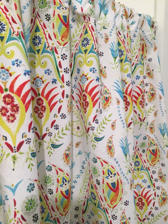 Paisley Turquoise Red Yellow Lime Green Cafe Valances Window Treatments Kitchen Curtain Bathroom Or Bedroom Valance Or Curtains