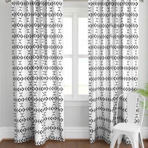 Crisp Black and White Southwestern Design Valances or Curtains, Window treatments for Home image 10