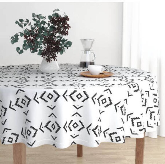 Southwest Round Table Cloth Home Living Black And White Image 0